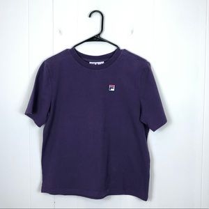 Fila Purple Cotton Embroidered T-Shirt Sz S